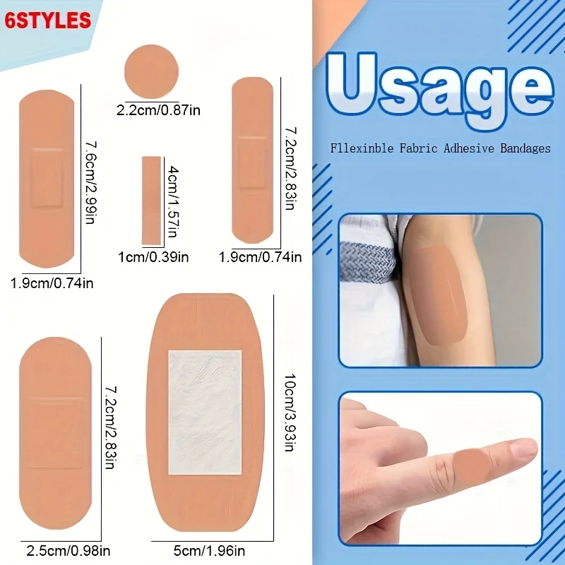 50 Stück verschiedene PE-Stoffverbände, flexible selbstklebende Fingerspitzen-Punktverbände, verschiedene Größen für die Wundversorgung, Erste Hilfe und Heimgebrauch – Detail 1