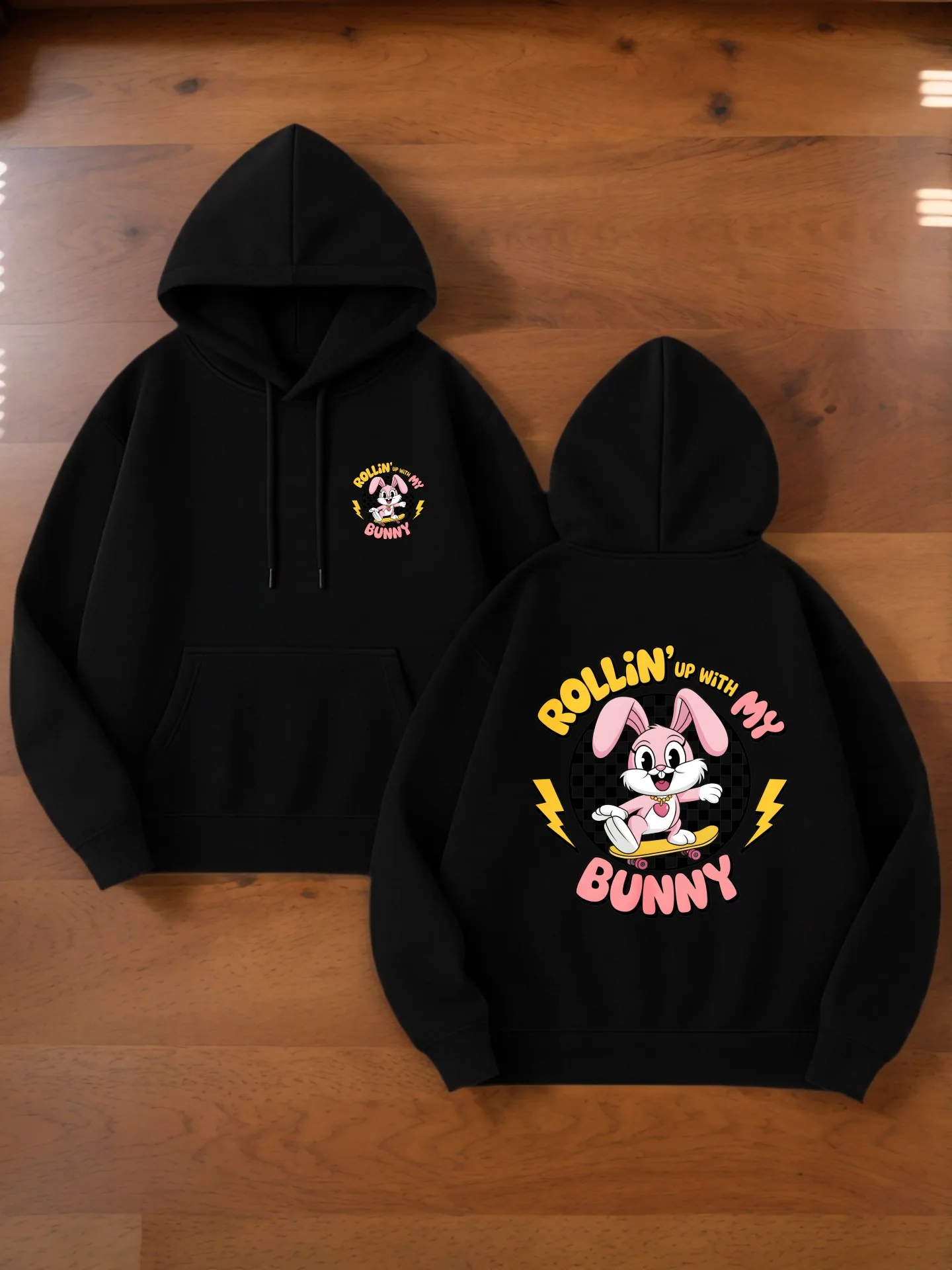 هوديي جرافيك للرجال، أرنب - بلوفر بغطاء للرأس مطبوع للرجال، نمط كاجوال مع طباعة كرتونية، صوف - مبطن للارتداء اليومي #1