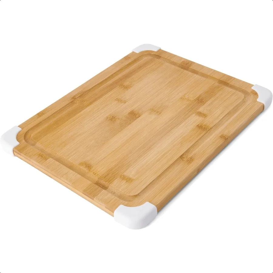 

Nonslip Bamboo Cutting Board with Juice Groove 11x14 Inch White