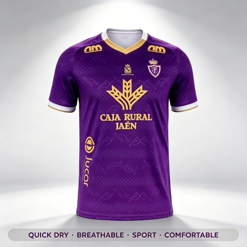 26-27 Real Jaén 3D-Druck Fußballtrikot Herren Damen Sommer Sport T-Shirt Atmungsaktiv Schnelltrocknend Streetwear Kleidung Eltern-Kind – Detail 2