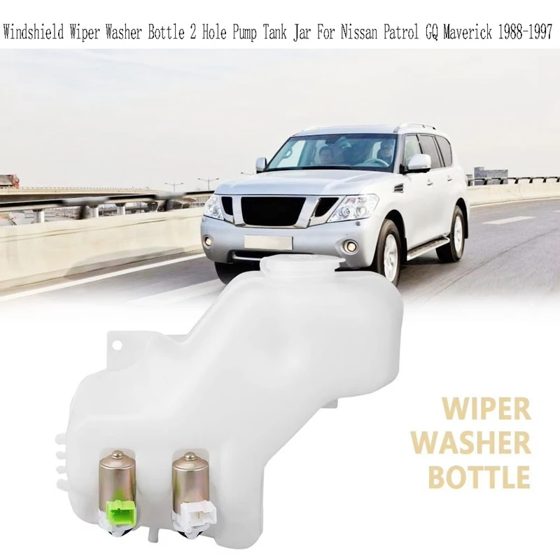 Windshield Wiper Washer Bottle 2 Hole Pump Tank Jar Kit For Nissan Patrol GQ Maverick 1988-1997