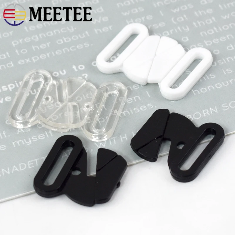 100/200Sets 18mm Plastic Resin Bra Buckles Transparent Underwear Connect Adjust Hook Clasp Bikini Clip Button Decorative Buckle