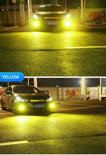 Tricolor LED Fog Lights H3 for Car High Brightness Waterproof Aluminum Alloy with 360 Degree Light Emission and Focus