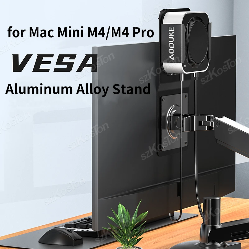 Metal Mount Holder for Mac Mini M4 Computer for VESA Monitor Back Stand Space Saving Bracket for Mac Mini M4 Pro PC Accessories