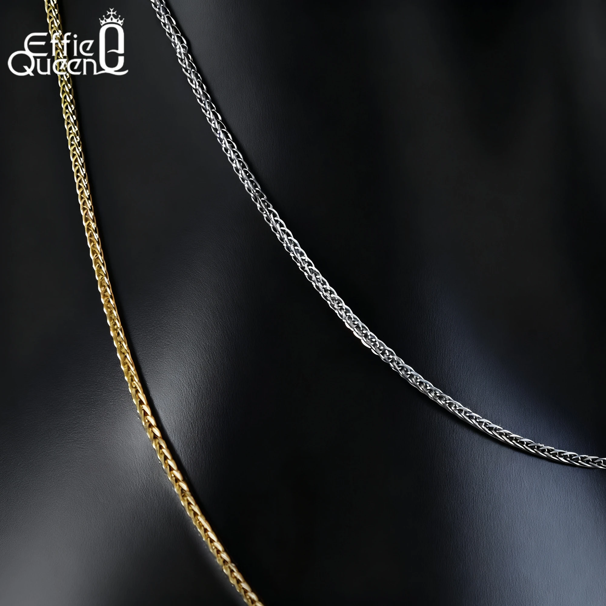

Effie Queen 925 Silver Chains Choker Necklace 14k Gold 1.2-1.6mm Chopin Neck Chain Simple Jewelry Gift for Men, Women Wear SC53
