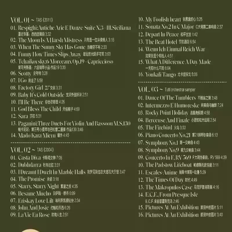 CD Clássico de Referência para Audiófilos: The Absolute Sound (TAS) - Coleção de Discos de Música HIFI Lendária para Teste