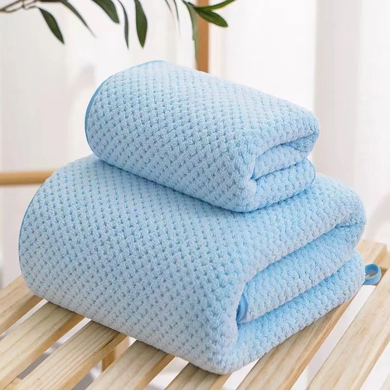 Pineapple Pattern Thick Absorbent Simple Color Hand Towel Home Use Comfortable Soft Bath Towel for Daily Life And Washing