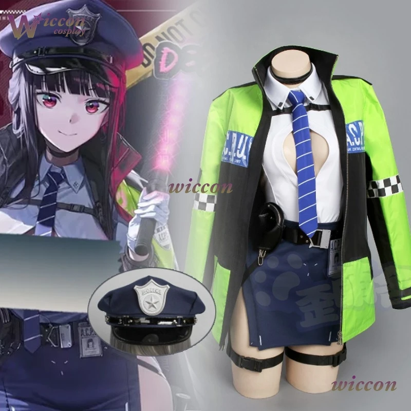 

MoeMimic D: Killer Wife Secret Detective Cosplay Costume Game Nikkke New Halloween Carnival Woman Police Uniform Skirt Hat Shirt
