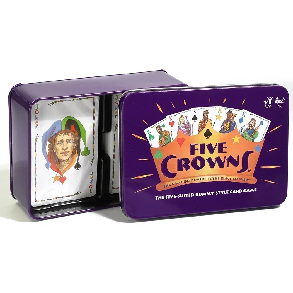 Five Crowns Card Game In a Tin Box The Game Isn\'t Over Until the Kings Go Wild 5 Suited Rummy Style Card Game