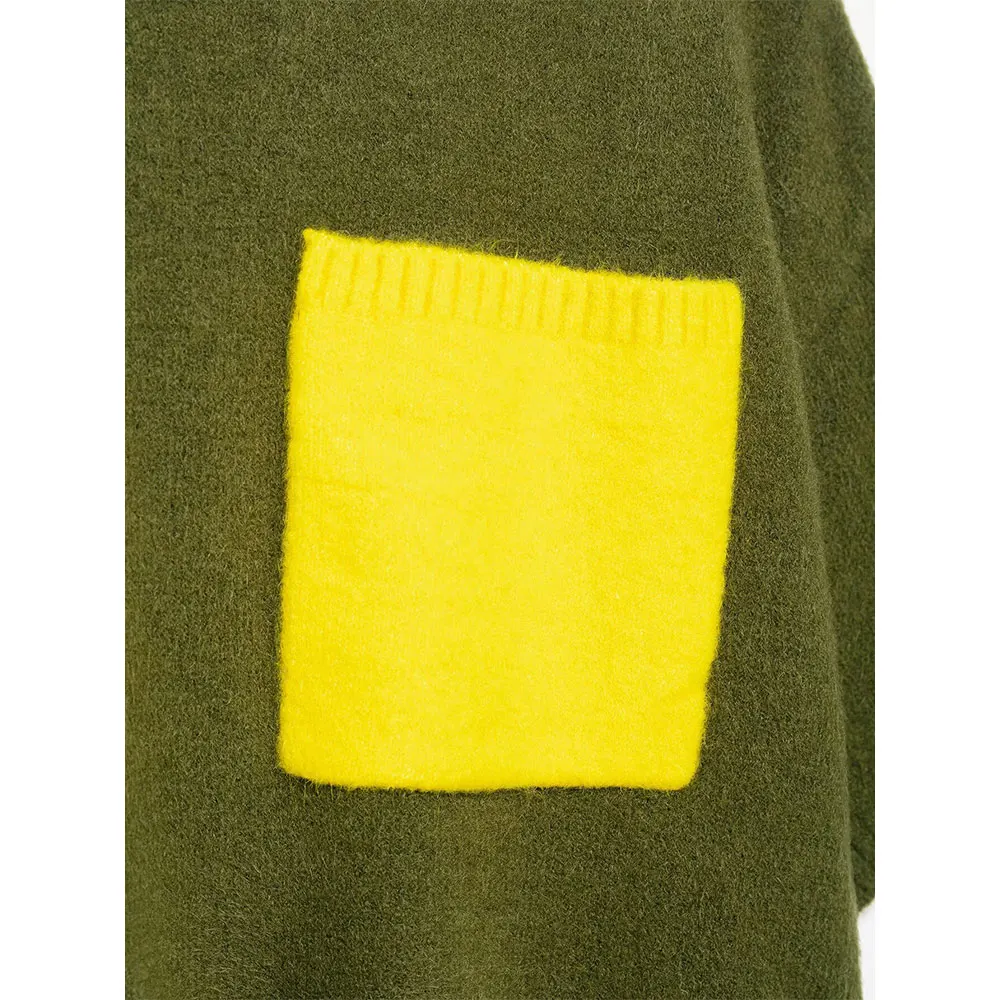 DUOPERI Maglione pullover lavorato a maglia verde da donna Moda con tasche O-Collo Maniche corte Donna Elegante Chic Lady Top