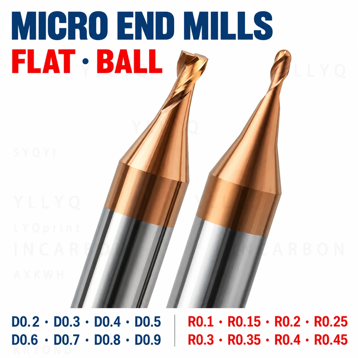 HRC55 0.1-0.9mm 2 Flute Micro Carbide End Mill TiAlN Coated 4mm Shank CNC Milling Cutter Engraving Bit for Precision Machining