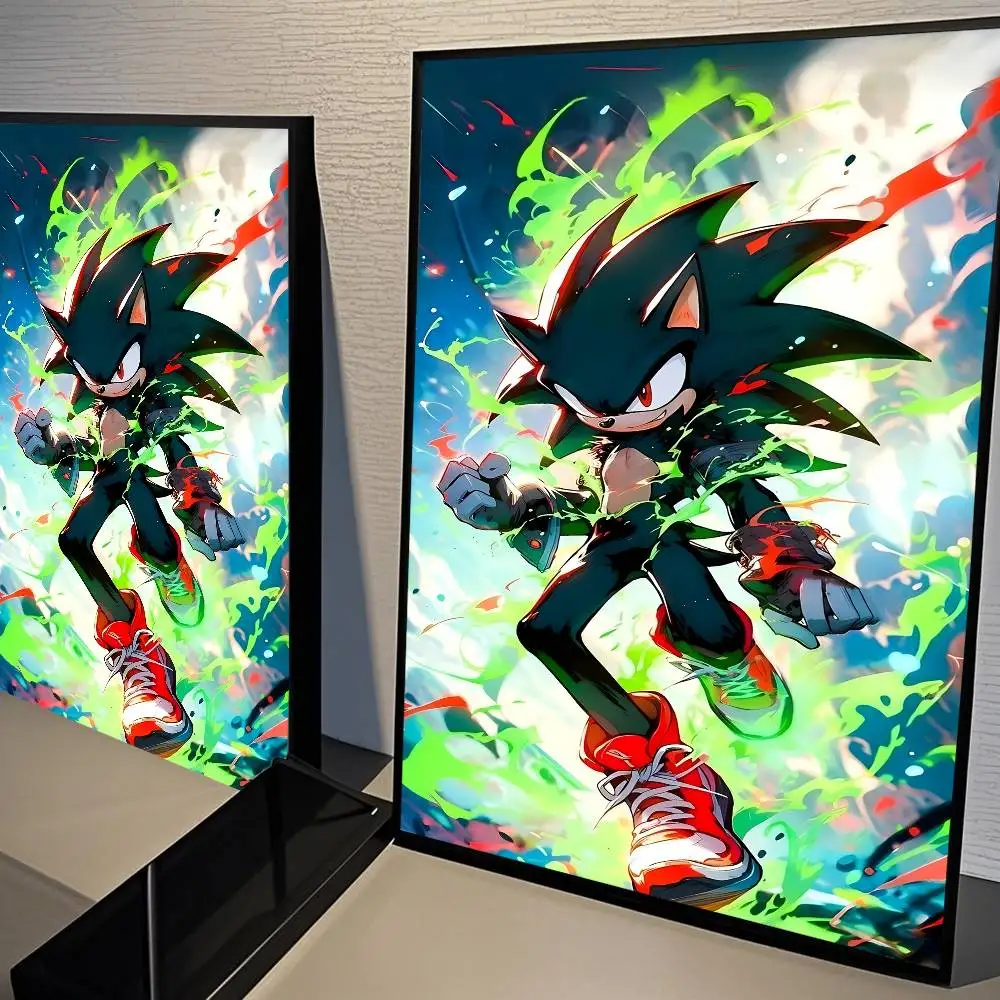 سونيك أنيمي ذاتية اللصق ملصق فني يتوهم الجدار ملصق لغرفة المعيشة زخارف للحانات اللوحة الزخرفية خمر #2
