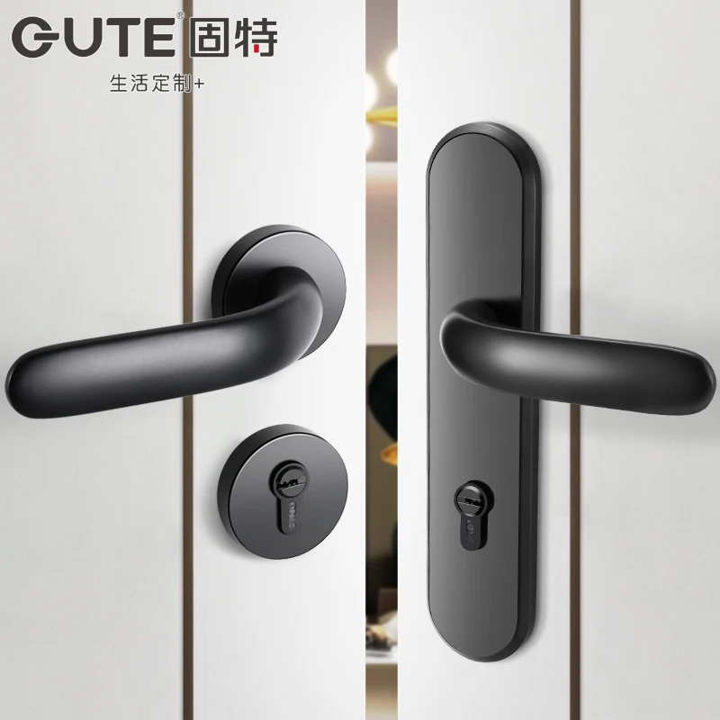 Yy Household Universal Door Handle Mute Gray Split Solid Wood Door Lock