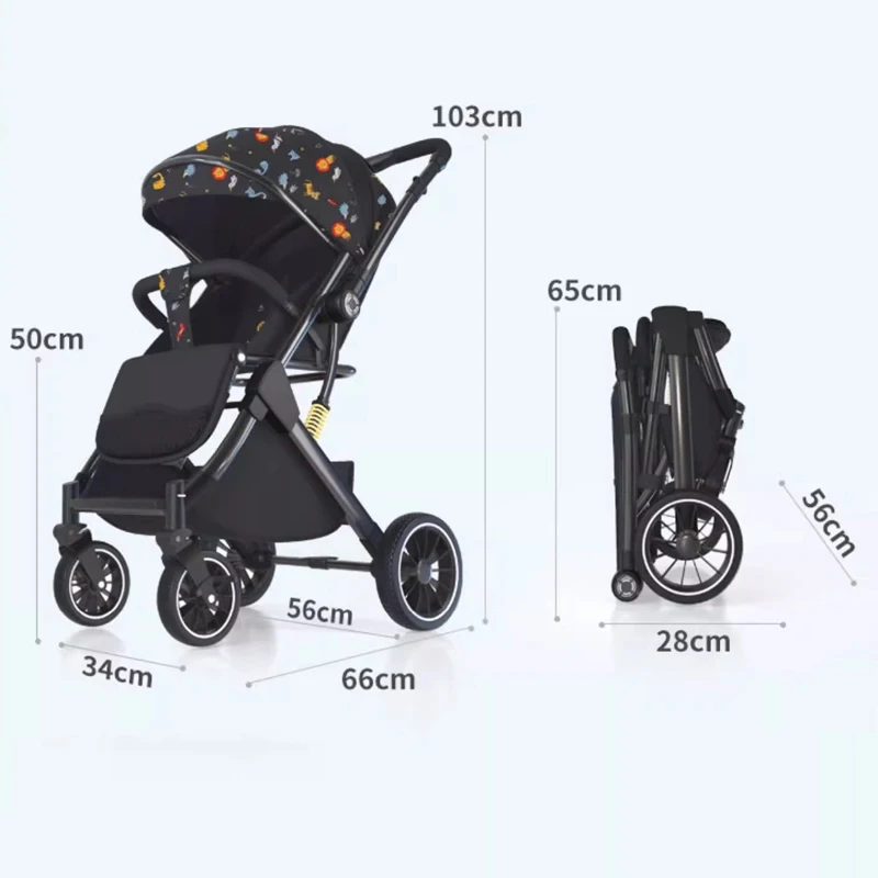 Two-way Lightweight baby stroller can sit or lie down Baby Travel walking Car Folding 0-4 Years Old Newborn Child Stroller