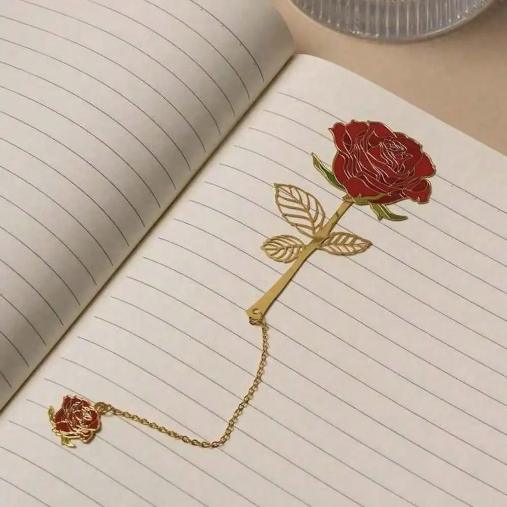 

1 piece metal rose carnation elegant bookmark, luxury hollow-out bendable flower bookmark, perfect gift for students