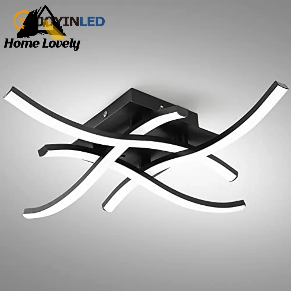 

LED Ceiling Light 12W 24W Curved Design Ceiling Lamp Modern Living Room Lamp 6000K Cold White for Dining Room Bedroom Balcony