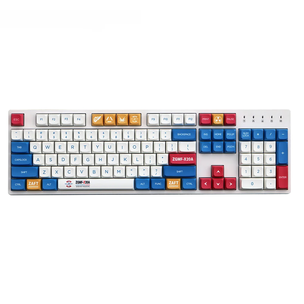 Theme Mechanical Keyboard Gundam ANSI Japanese Font Blue And White Keycaps