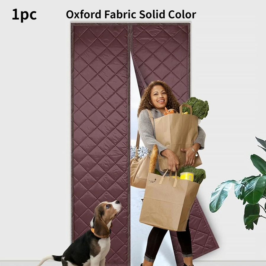 Magnetic Thermal Cotton Door Curtain, Drill-Free Windproof Warm Partition Drape,Curtain for Household