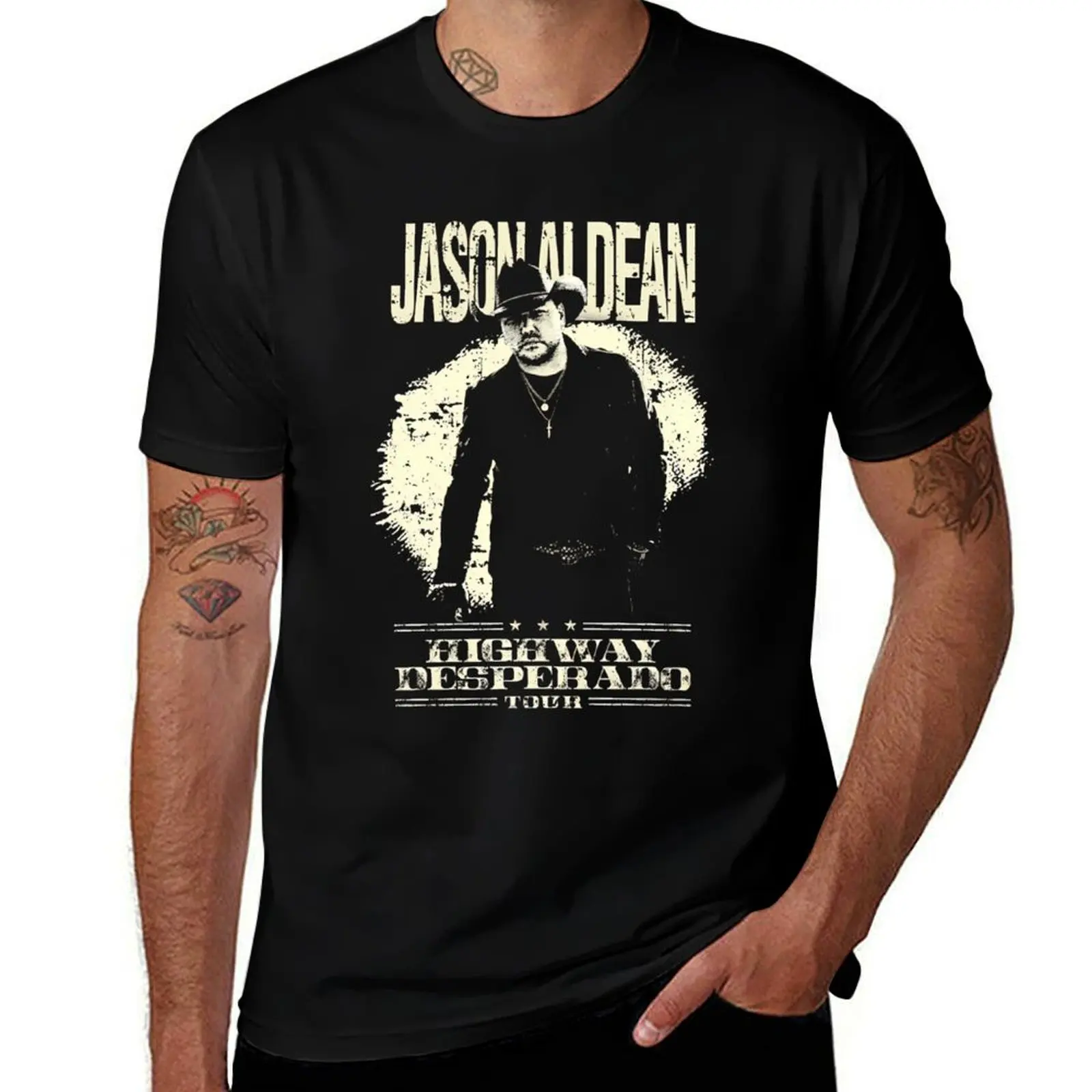 

Jason Aldean Highway Desperado T-Shirt croswit shirt man boys animal print anime stuff mens cotton t shirts