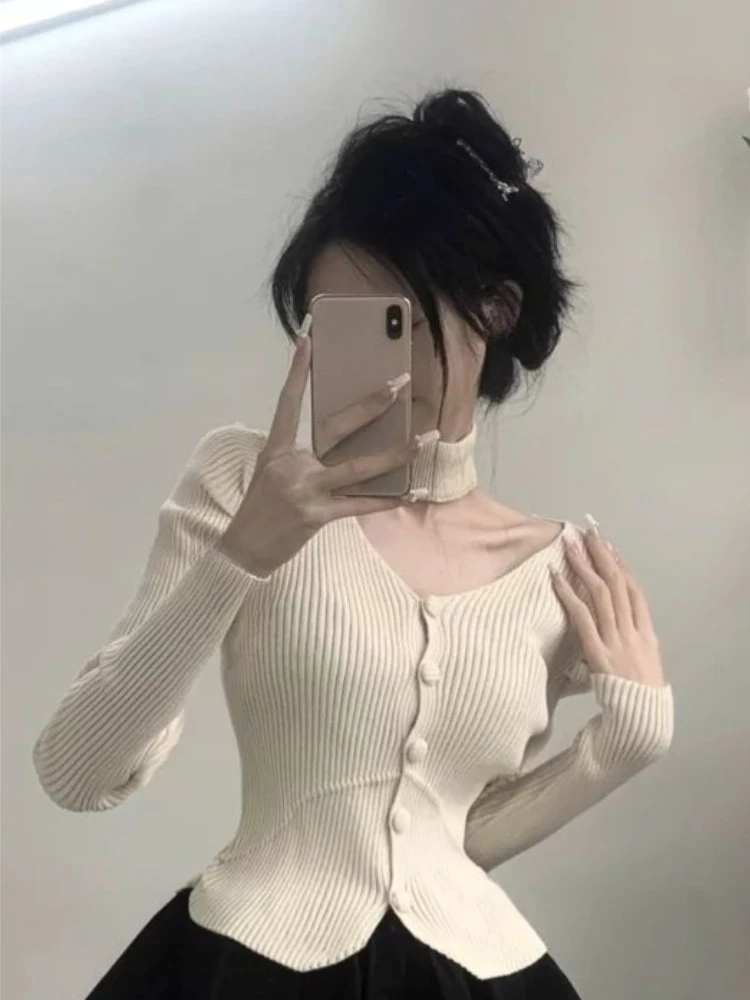 Set due pezzi vintage stile coreano cardigan in maglia con scollo a V + gonna a pieghe torta donna 2025 nuovi abiti moda retrò invernali