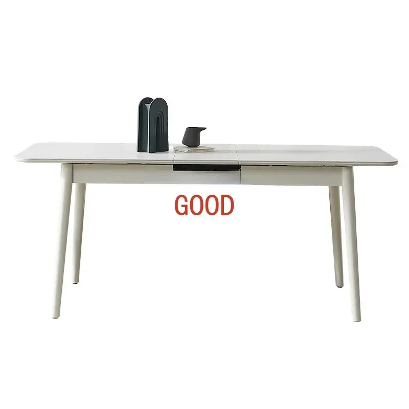 

Retractable Stone Plate Dining Tables and Chairs Set Dining Table French Household Rectangular Solid Wood Folding Table