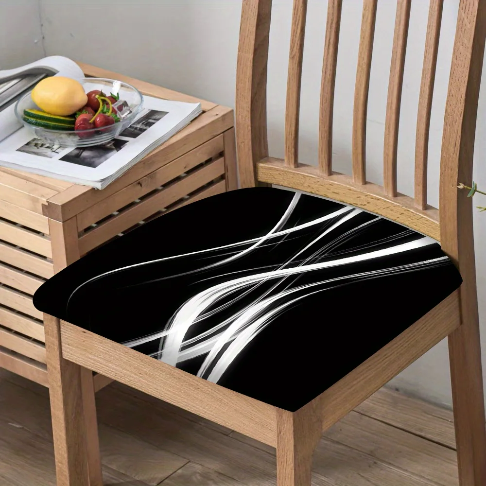 2/4/6pcs Chair Seat Slipcover,Modern Black White Light Wave Print Chair Slipcover for Home Decor