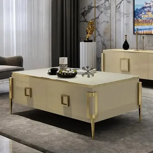 

Nordic designer villa light luxury living room coffee table, modern creative style customized coffee shop set