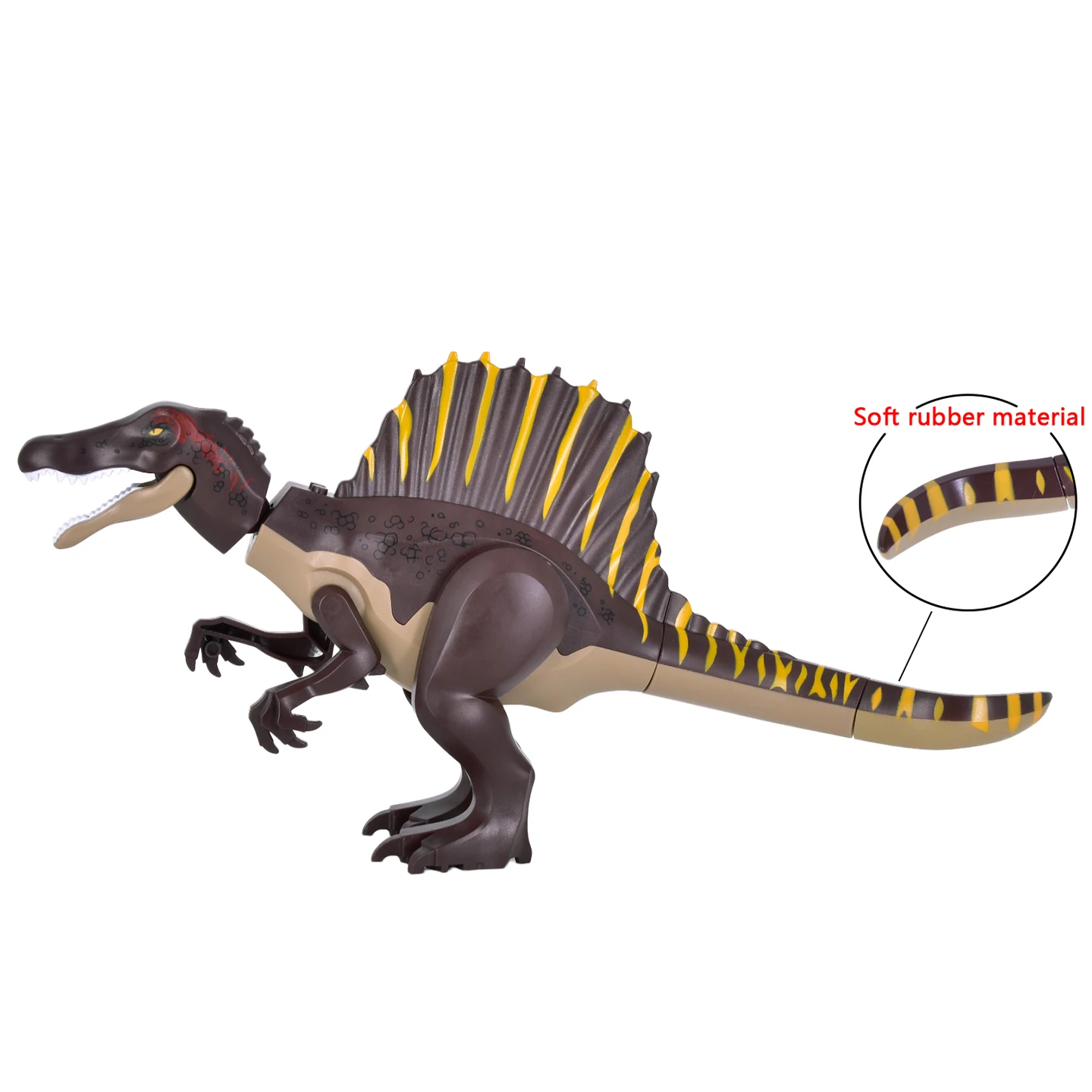 Bloques de Construcción de Dinosaurios Jurásicos DIY, Diseño Realista de Espinosaurio, Material de Goma Suave, Figuras de Dinosaurios, Juguetes
