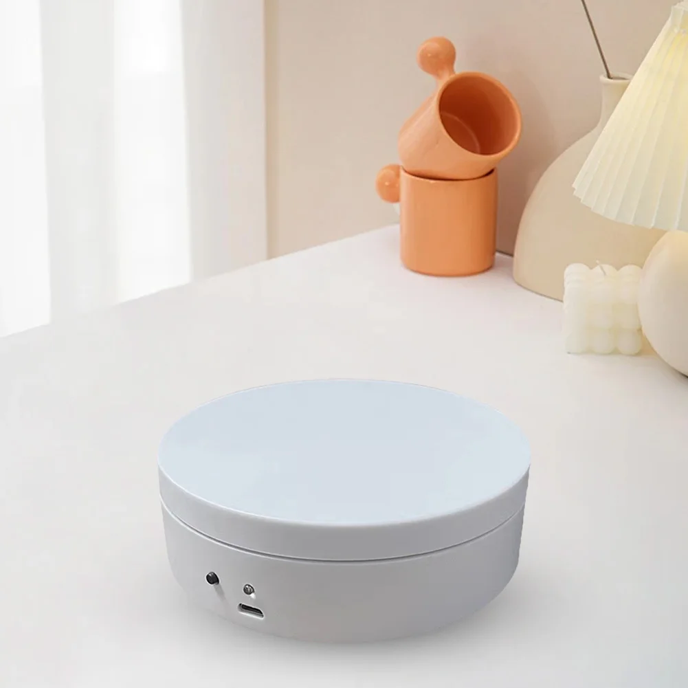 منصة دوارة أوتوماتيكية تدور 360 درجة 12 سم حامل عرض التصوير شحن USB/بطارية تعمل للفيديو المباشر