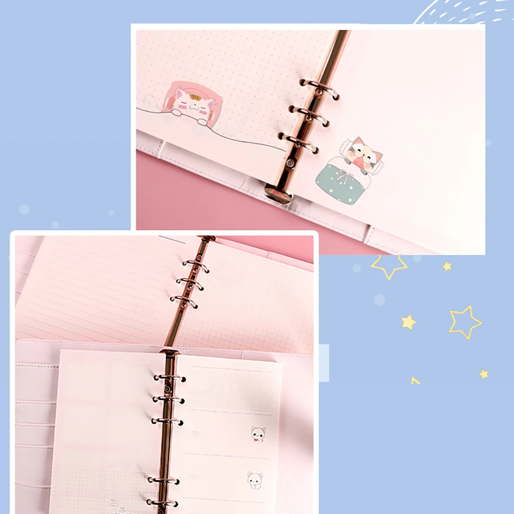 Cute Cartoon Loose Leaf Notebook, A5 A6, Spiral Binder Inner Page Diário, Planejador Semanal, Para Fazer A Lista, Linha Dot Grid Dentro Do Papel,