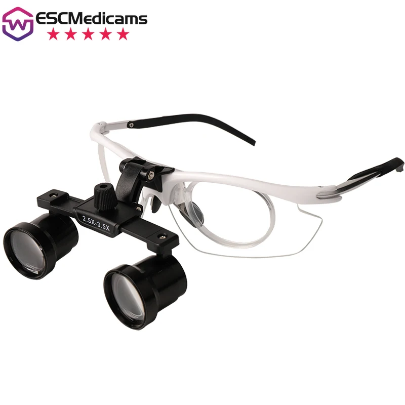 Lupas Dentais Binoculares com Quadro Transparente Interno Lupa Variável Distância Interpupilar Ajustável Ampliação 2.5×3.5x