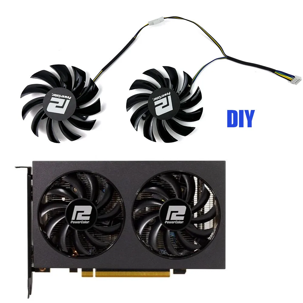 DIY 4PIN NEW 75MM 4PIN PLD08010S12H Cooling Fan AMD Radeon RX 6500 XT GPU FAN For Powercolor Fighter AMD Radeon RX 6500 XT 4GB