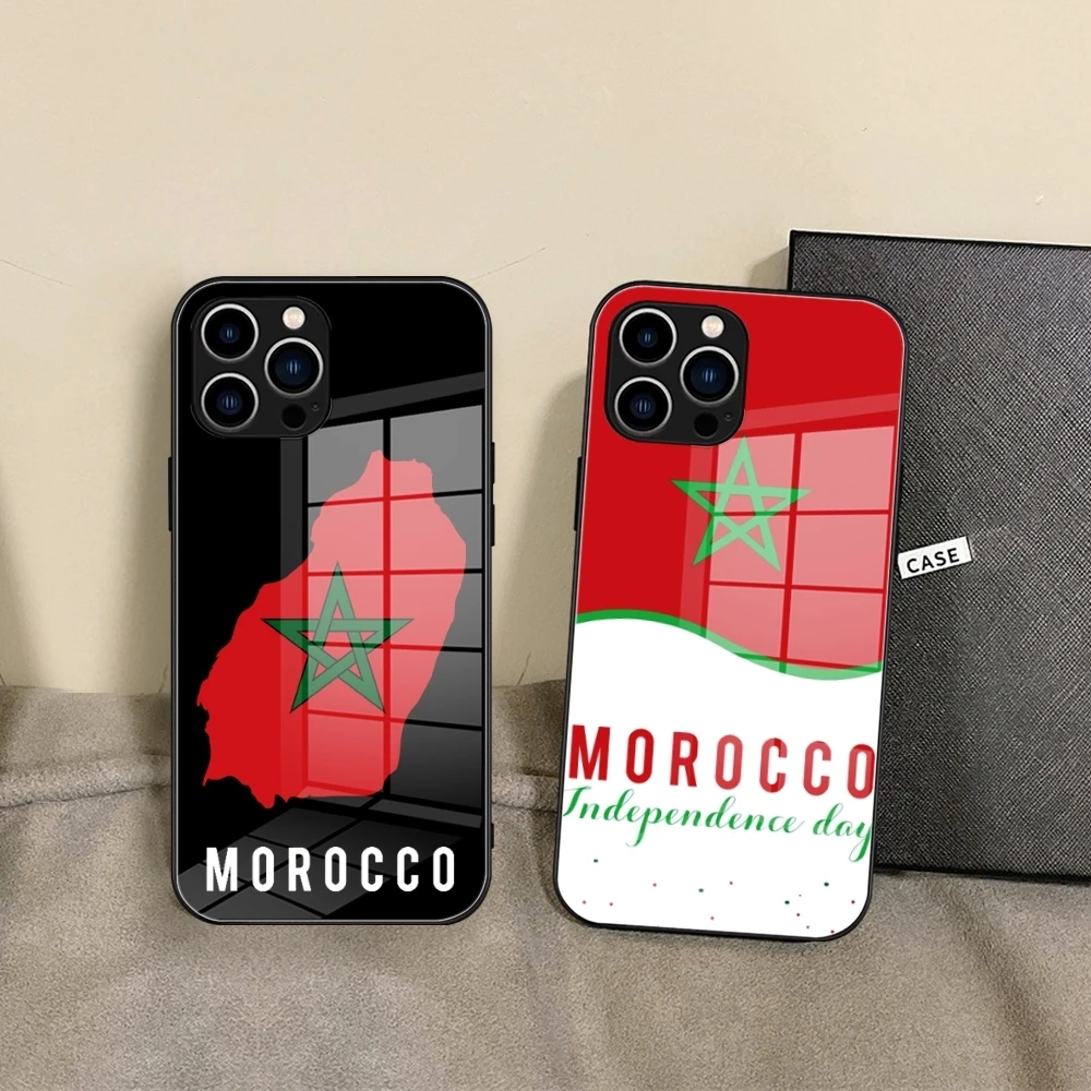 Morocco Flag Moroccan Unique Phone Case Tempered Glass For IPhone 15 14 13 12 11 Pro Max Plus Samsung S24 Ultra S23 Fe Covers