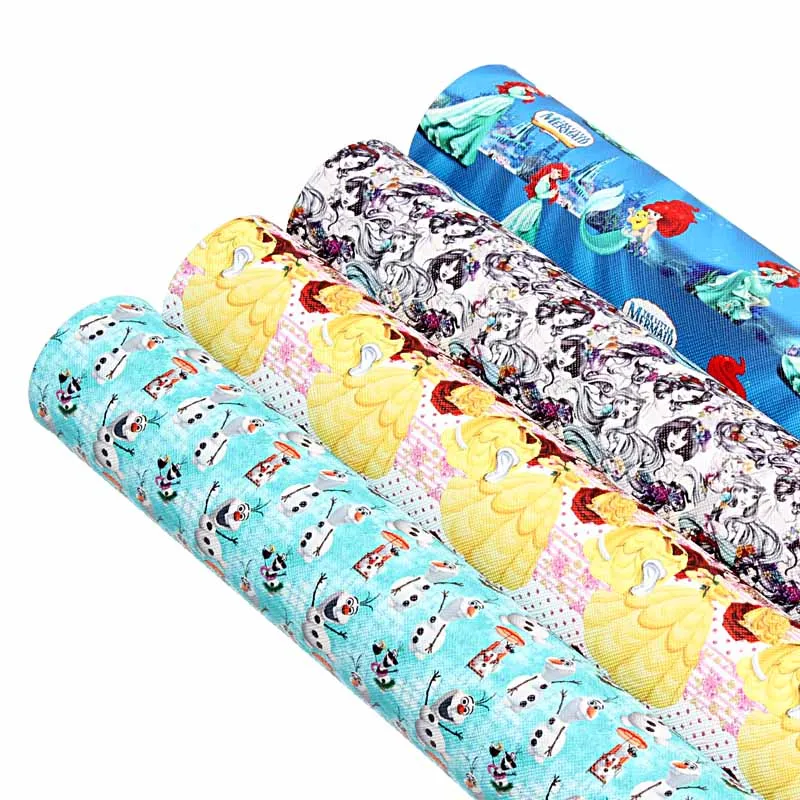 Princess Tiana Belle Ariel Printed 136*30CM Synthetic Faux Leather Roll