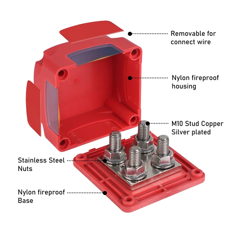 

Оловянная медь 400A 48V для автофургона, морского грузовика, лодки, сверхмощной шины, шины, блок распределения питания, шиномонтажная коробка, черная