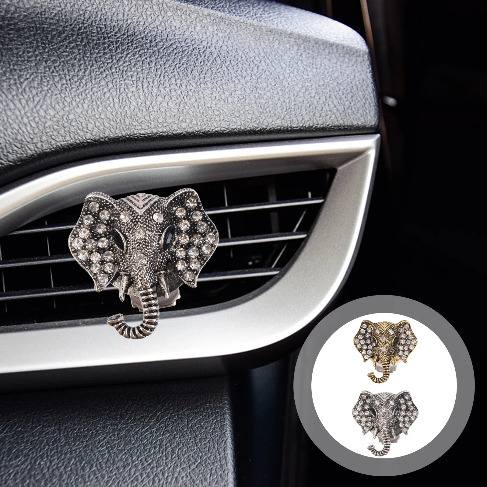 

2Pcs Fragrance Holder for Car Vent Decorative Elephant Air Vent Clip Aromatherapy Diffuser Natural Odor Modern Car