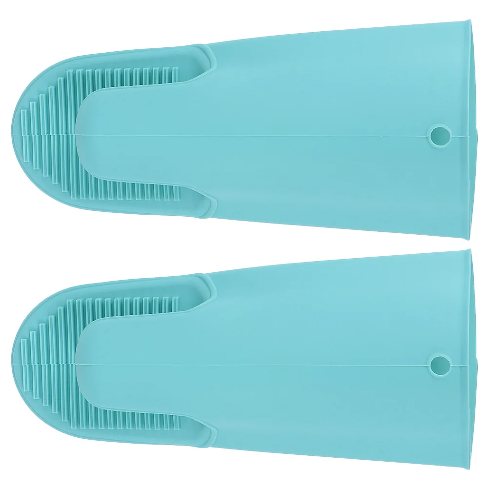 

2pcs Heat Resistant Silicone Oven Mitts Thickened Anti-scald Kitchen Baking Gloves Microwave Non-slip Pot Mitts