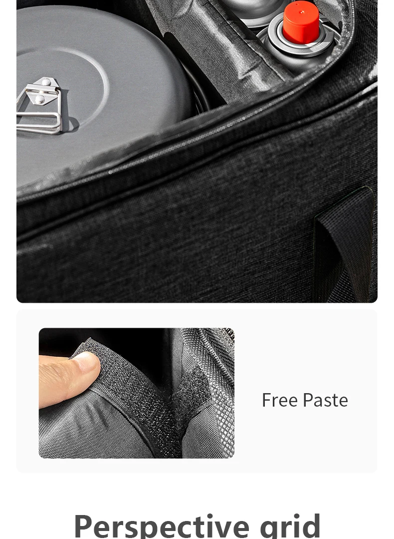 BISINNA Outdoor-Campingtasche, 26 l/30 l/42 l, faltbare Aufbewahrungstasche für Gastanks, Picknick-Kochgeschirrbehälter, Campingzubehör, verstellbare Trennwand – Detail 4