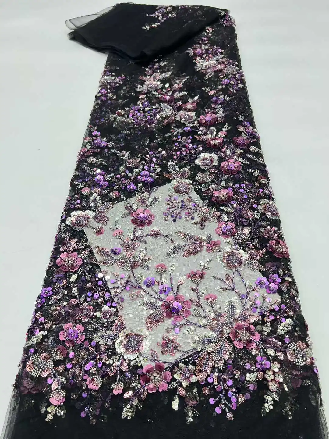 

High-Quality Handmade Nigeria Fabric with Sequins And Embroidery Net for Women's Wedding Dresses Light Luxury Nice Colors 2026