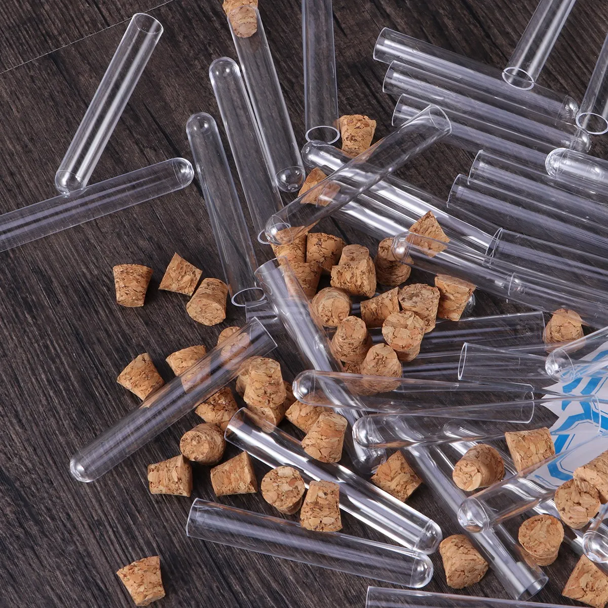 

50 Pcs Test Tube Plug Set Tubes Tiny Clear Science Mini with Cork Stoppers Hard