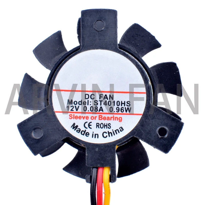 ST4010HS Diameter 37mm Mounting Hole Pitch 27mm DC12V 0.08A 0.96W 3 Lines Cooling Fan For ITX Soft Router Heat Sink