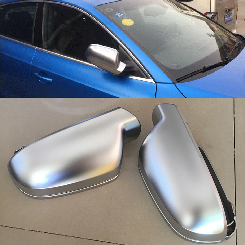 For Audi A3 A4 A5 B8.5 B8K 2011-2016 Mirror Cover S Line 2pcs Replacement Matt Chrome Rearview Side Mirror Cap