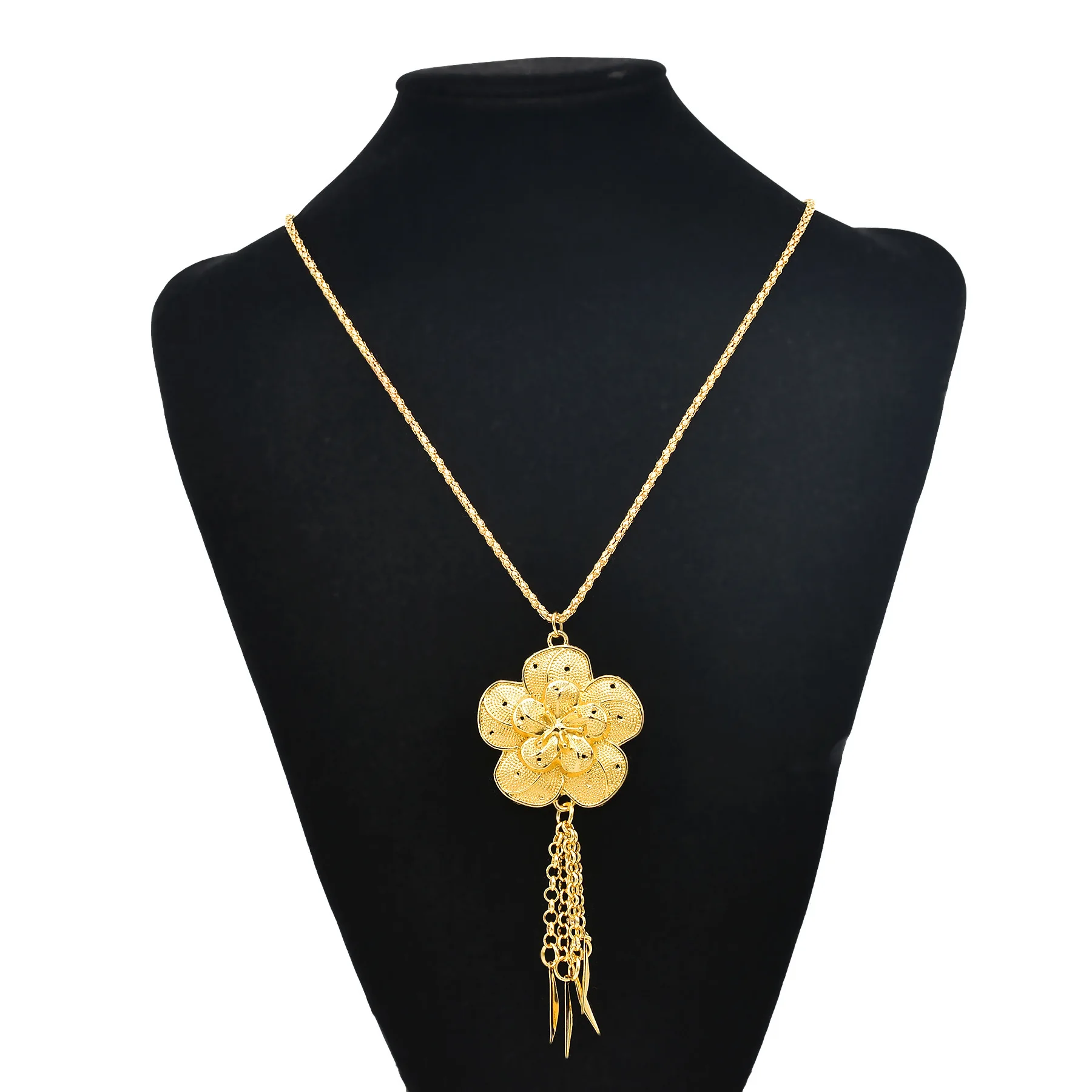 Bohemian Traditional Hollow Flower Necklace For Women Geometry Tassel Jewelry Ethnic Turkey India Kurdish Female Accessory Gift