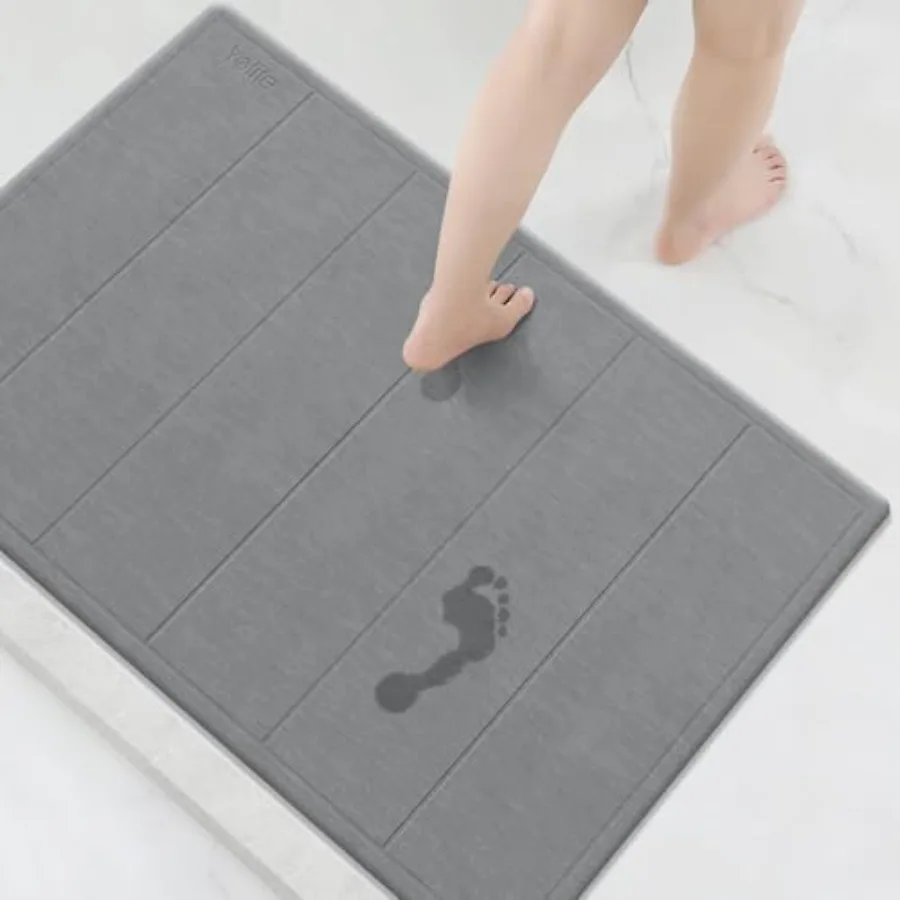 

32"x 20" Stone Bath Mat Large Diatomaceous Earth Bath Mat for Bathroom Super Absorbent Quick Drying Stone Shower Mat Non-Slip N