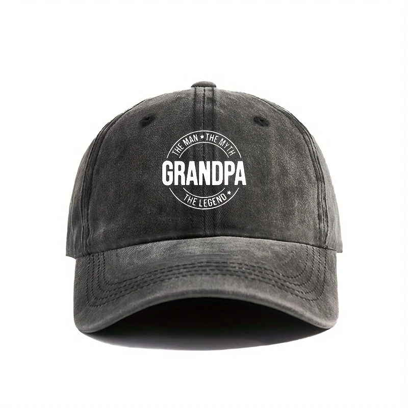

GRANDPA Printed Baseball Cap Distressed Washed Dad Hat Breathable Adjustable Hats For Women