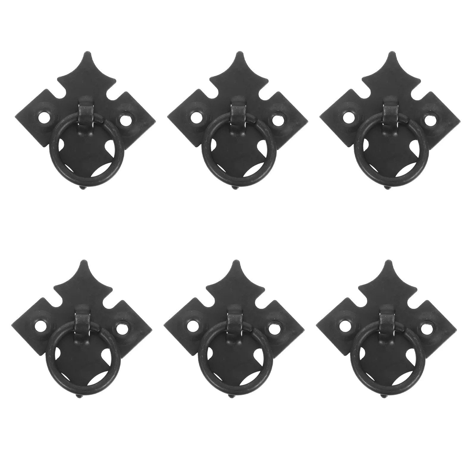 

Набор из 6 винтажных ручек для шкафов, черные, из кованого железа, в китайском стиле, с одним отверстием, для кухонных тумб, комодов и гардеробов