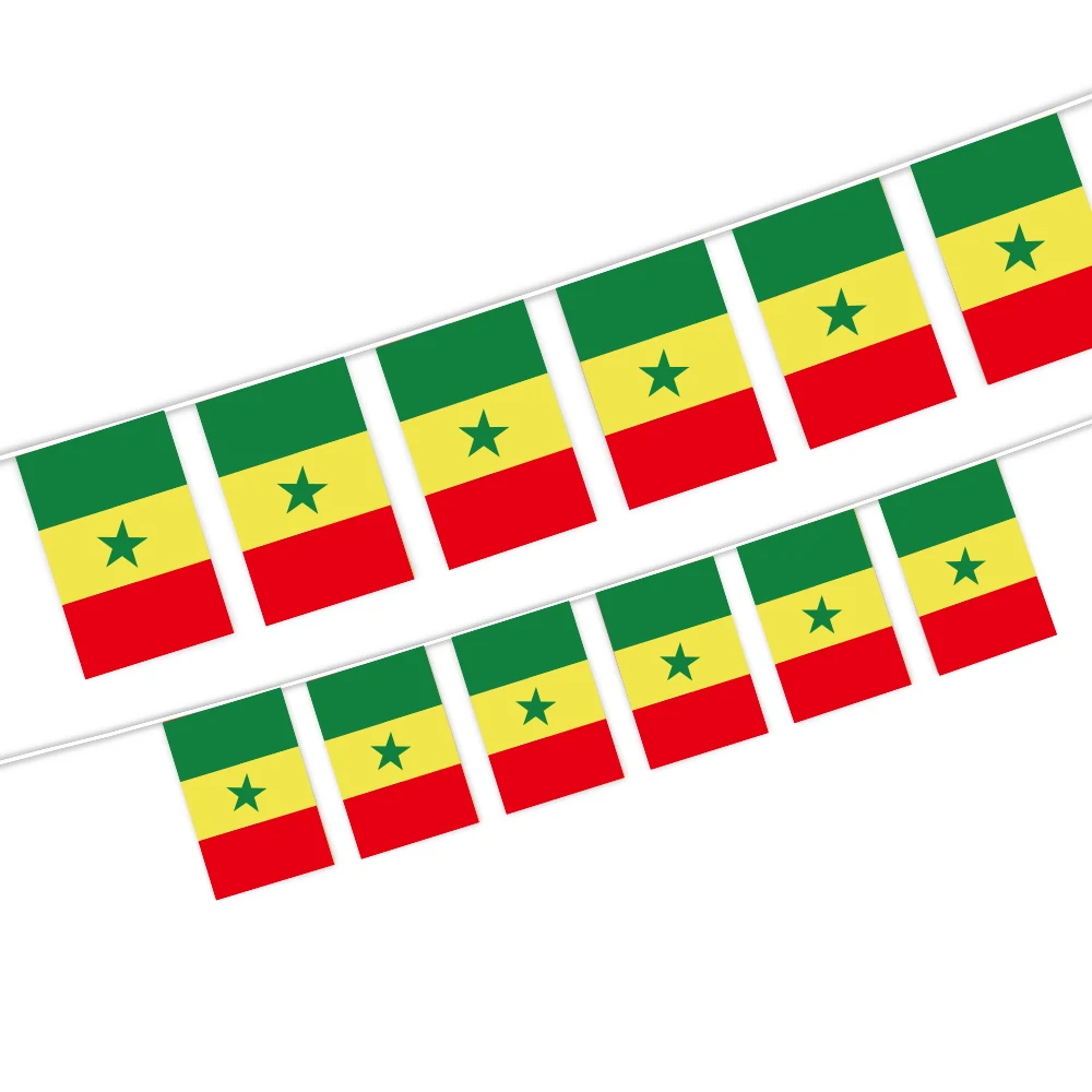 Aerlxemrbrae 20pcs/lot Senegal bunting flags 14x21cm Pennant Senegal String Banner Buntings Festival Party Holiday