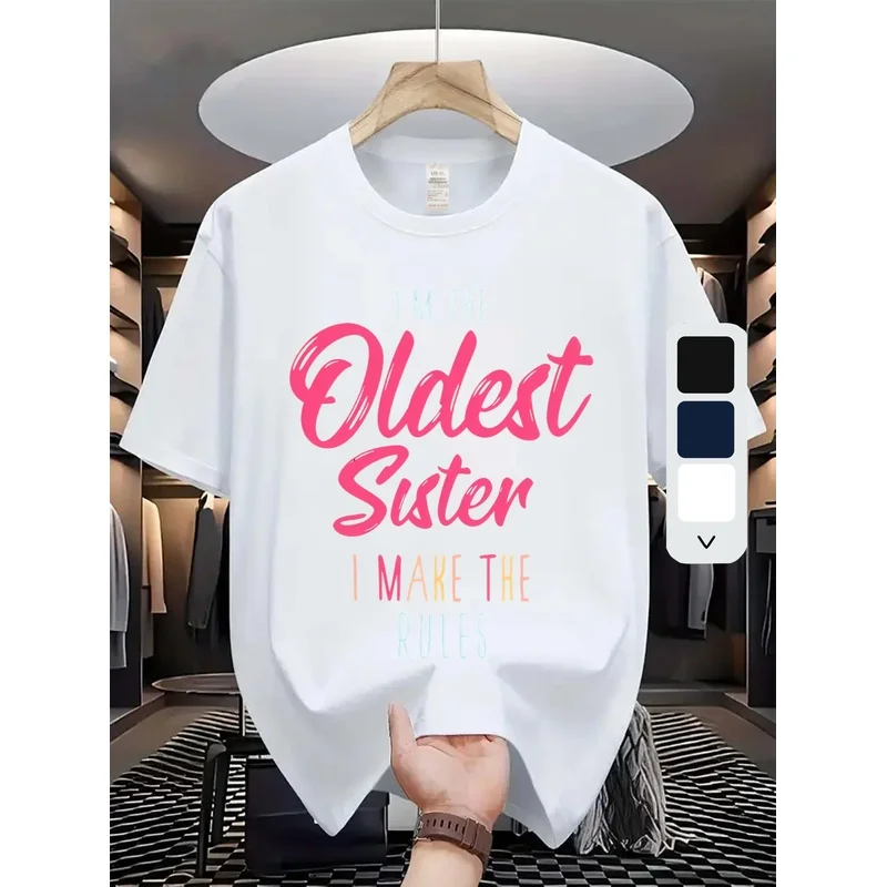 Men'S Fashion Printed T-Shirt  Men'S Oldest Sister Graphic Top  Summer Casual Short-Sleeve T-Shirt  Suitable for everyday wear