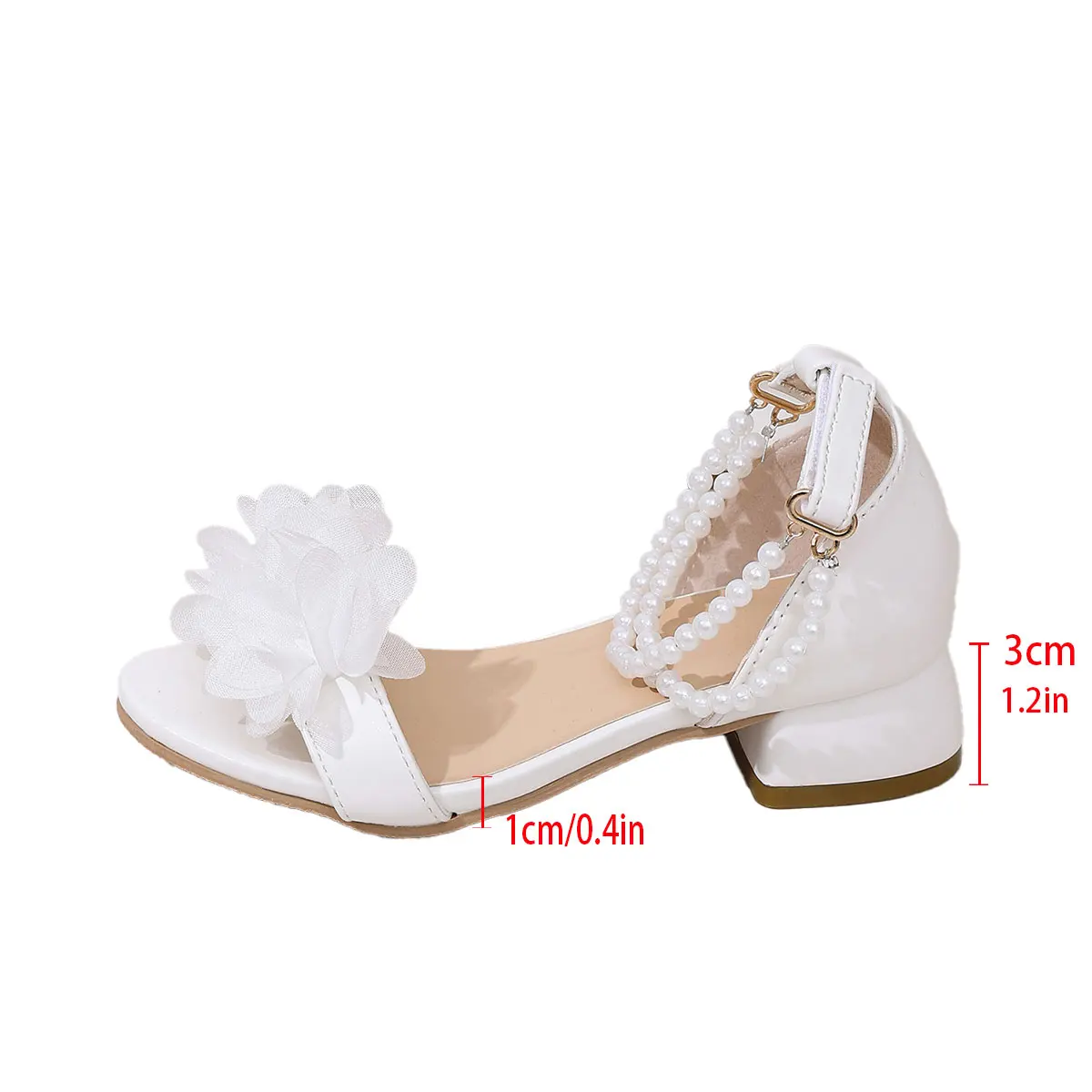 Bequeme offene Sandalen, Perlenriemen, Netzstoff mit Schmetterlingsblumen, Partyschuhe mit niedrigem Absatz, perfekt für kleine Prinzessinnen – Detail 5