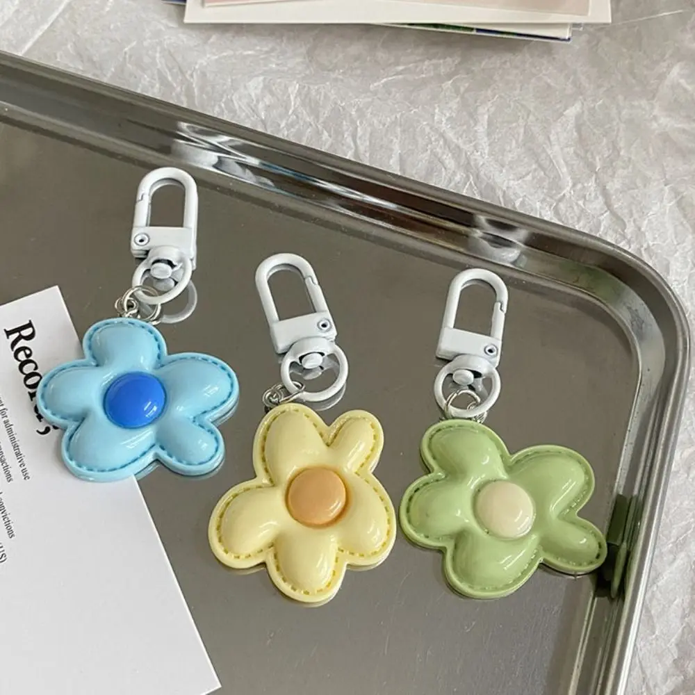 Fashion Korean Style Flower Keychain Cute Mini Resin Floral Keyring Kawaii Colorful Bloom Pendant Girls